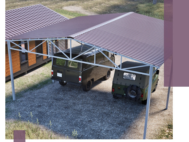 Двускатные навесы под ключ в Малоярославце — изготовление и монтаж