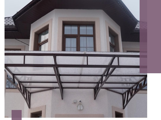 Козырьки из поликарбоната под ключ в Малоярославце